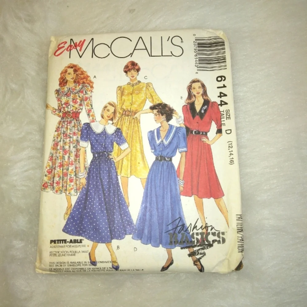 MCCALL'S 6144 Sz 12-16 Misses Dress in 2 lengths sleeve variations
